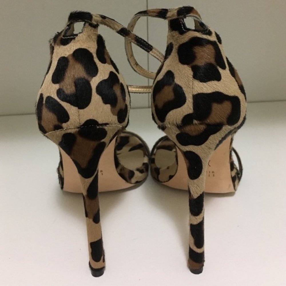 Leopard print calf hair Stuart Weitzman Nudist 8 Stiletto Strappy Sandal Spotted - Picture 3 of 5